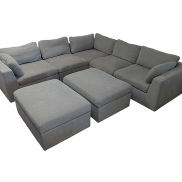 Gray Modular 7pc Sectional w/ Storage Ottomans