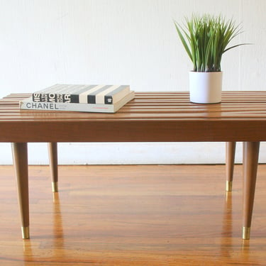 Mid Century Modern Slatted Table Bench