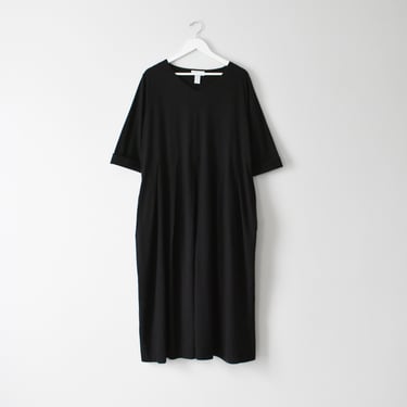 vintage 90s sack dress, black cotton t-shirt dress, L / XL 