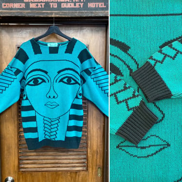 Vintage 1980’s King Tut Design New Wave Sweater, Mod Pop Art, 80’s Vintage Clothing 