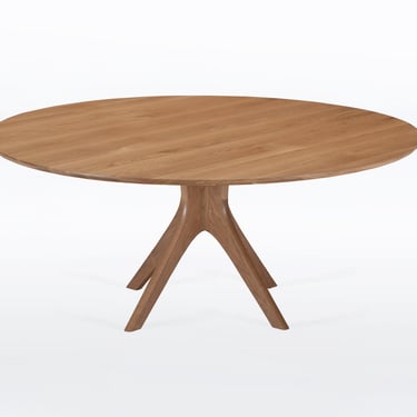 Round Midcentury Dining Table in White Oak 