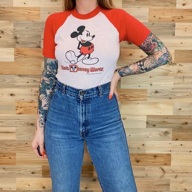 80's Walt Disney World Mickey Mouse Raglan Shirt 