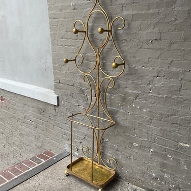 Hollywood Regency Gilt Metal Hall Tree