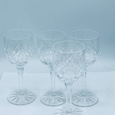 Vintage set of (4)  Matching Nachtmann Traube Etched Sherry Glass Goblets Bohemian -Clear 