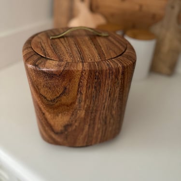 Vintage Brown Faux Wood Ice Bucket with Cork Base 