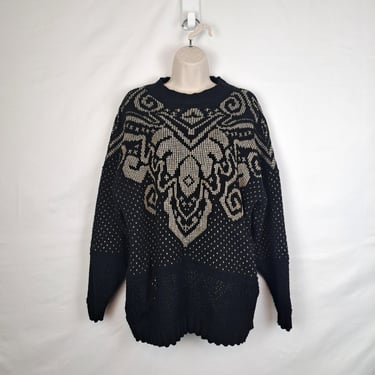 Vintage 90s Black & Gold Cut Out Sweater 