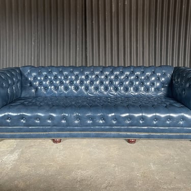 Classic Blue Leather Chesterfield 