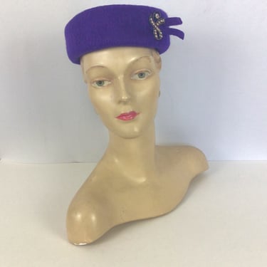 Vintage 50s hat | Vintage purple mohair hat  | 1950s Henry Pollak millinery 