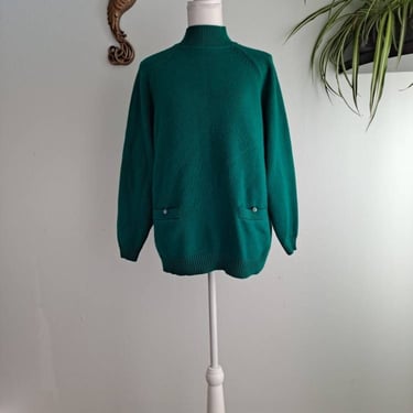 Vintage 1980's Croquet Club Teal Tunic Sweater Medium Large 