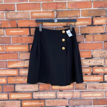vintage 90s black pleated wool mini skirt / 26 s small 