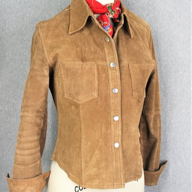 1970s - Leathere Shacket - Shirt - Jacket - by Jou Jou - Marked size S 