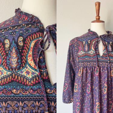 vintage cotton purple hippie tunic maxi dress 