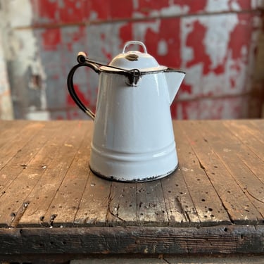 Antique Enamelware Pitcher Rustic Country Kitchen Decor 