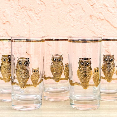 Set of Five Culver Owl Glassware