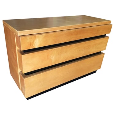 Eliel Saarinen Inspired Streamline Moderne Lowboy Dresser W/ Black Front 