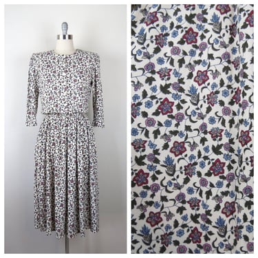 Vintage 1980s floral dress set 2 piece skirt and matching top ditsy floral NWT 