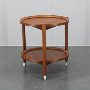 1960s Danish Teak Round Trolley by SiKa Mobler 