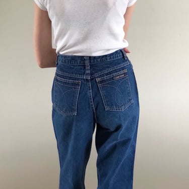 80s Calvin Klein jeans / vintage designer medium dark wash high waisted jeans Made in USA | 25 x 31 jeans 