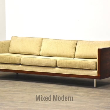 Milo Baughman Style Rosewood and Chrome Sofa 