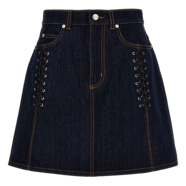 Alexander Mcqueen Women Lace-Up Denim Skirt