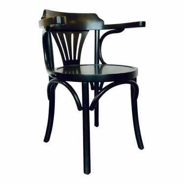 Campaign Style Black Wood Navy Arm Chair