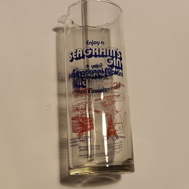 Seagram's Gin Cocktail Pitcher Featuring International Martinis with Glass Stirrer 