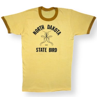 Vintage 80s North Dakota State Bird “Mosquito” Funny Graphic Ringer T-Shirt Size XL 