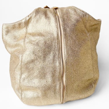 Halston Metallic Gold Zippers Shoulder Bag