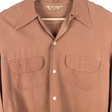 Vintage 1940s/1950s BOND STREET Rayon Sport Shirt ~ M ~ Loop Collar ~ VLV ~ Sportshirt ~ Flap Pockets 