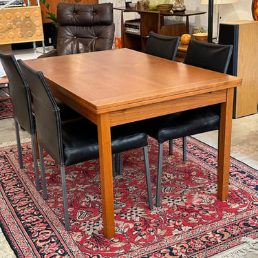 Danish Modern Teak Draw Leaf Dining Table