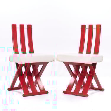 Harvey Probber Mid Century Red X Chairs - Pair - mcm 