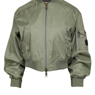 Ted Baker - Khaki Green Shimmer Cropped Bomber Jacket Sz 4