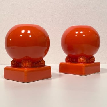 Pair of Fiesta Red Bulb Candle Holders 