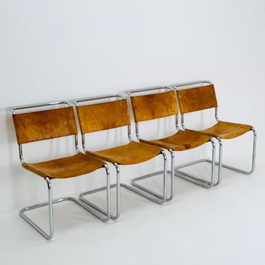 1 of 4  Mid-Century Vintage S33 Cognac Chairs by Mart Stam & Marcel Breuer from Thonet 1980s 