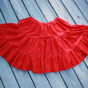 60s 70s Red Circle Skirt Squaredancing Petticoat Size L / XL 