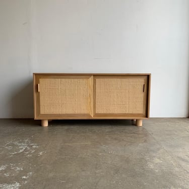 Made To Order White Oak Cane Credenza 