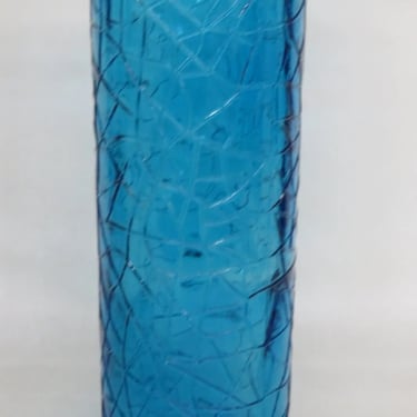 UCAGCO Made In Italy Mid Century Tall Textured Blue Glass Vase 2926B
