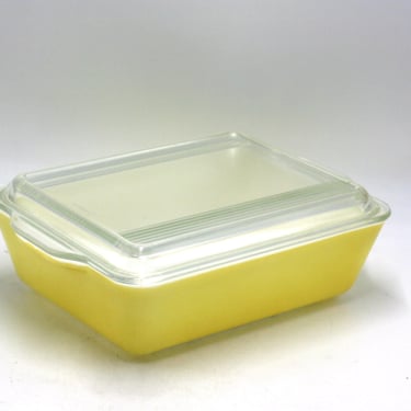 vintage Pyrex Primary Yellow 503 Refrigerator Dish with Lid 