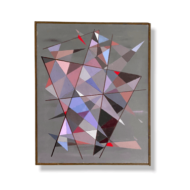Vintage Geometric Abstract Painting on Canvas