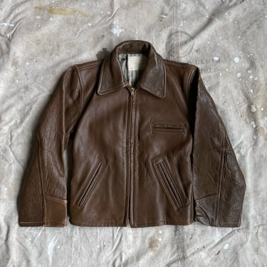 Boys Vintage 1940s Belt Back Leather Jacket 2195 