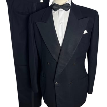 Vintage 1940s Wool 2pc Double-Breasted Tuxedo ~ 40 Regular ~ Suit / Tux ~ Wedding ~ Art Deco ~ 1940s 