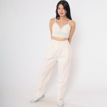 Vintage Peach Tapered Trousers Pastel High Waisted Pants 80s Pleated Pants 1980s Slacks High Waist Straight Preppy Cotton Bonjour Medium 