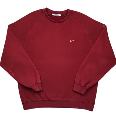 Vintage 90s/Y2K Nike Side Swoosh Essential Burgundy “Berkeley Hall” Crewneck Sweatshirt Pullover Size XL 