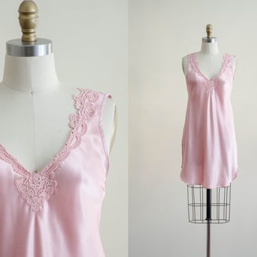 silky pink slip nightgown | pastel vintage lingerie 