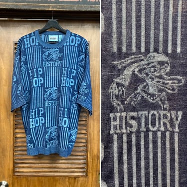 Vintage 1990’s -Deadstock- “Hip Hop History” Cartoon Knit Sweater Shirt, 90’s Oversize, 90’s Short Sleeve Sweater, Vintage Clothing 