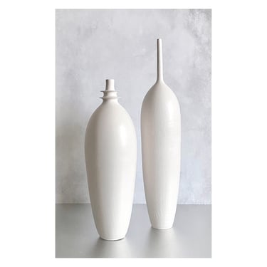 SHIPS NOW- Seconds Sale- set of 2 Large White Matte Bottle Vases 