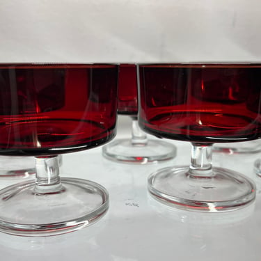 Ruby Red Arcoroc Luminarc Dessert Cups Set of Eight 