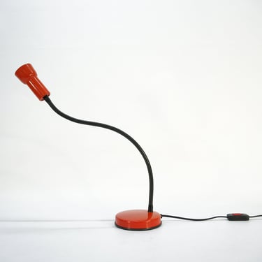 Vintage Desk Lamp / Postmodern Veneta Lumi Lamp / Vintage Table Lamp / Gooseneck Lamp / Adjustable Lamp / Space Age / 80s / Atomic / Red 