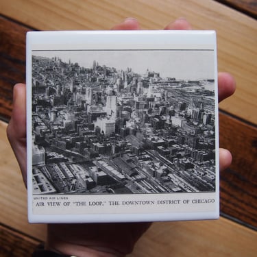 1942 Chicago The Loop Vintage Photo Coaster. Chicago Vintage Photo. Downtown Chicago. Cityscape. Housewarming Gift. Chicago History Illinois 