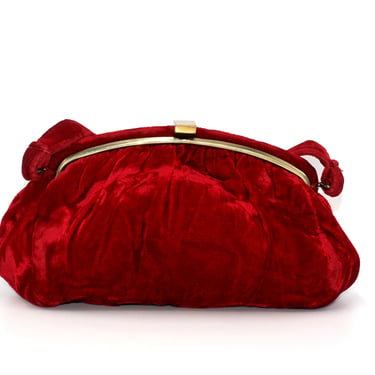 vintage red velvet evening bag 